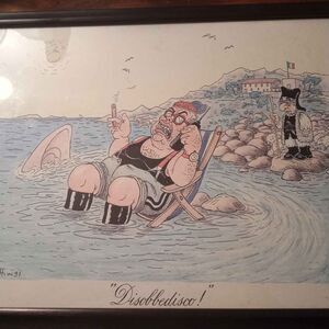 Giorgio Forattini Print Disobbedisco 15.25 x 12.25 mol